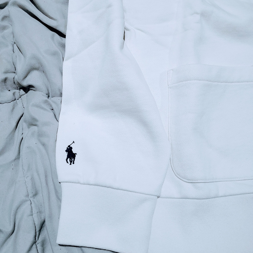 Polo Ralph Lauren White Navy Cardigan Crest Logo Medium NWT - Picture 4 of 5